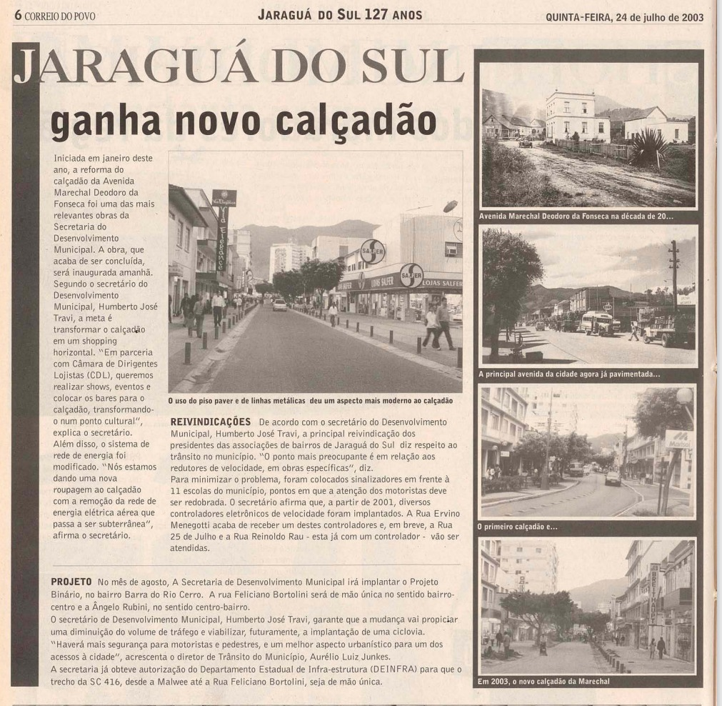 Obras do Calçadão de Jaraguá do Sul devem ser concluídas até o fim do ...
